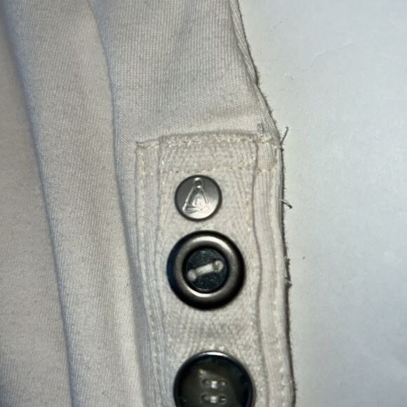 Neon Buddha 3/4 Sleeve White Top Womens Size L w/ Button Detail Cotton Blend - Picture 6 of 6